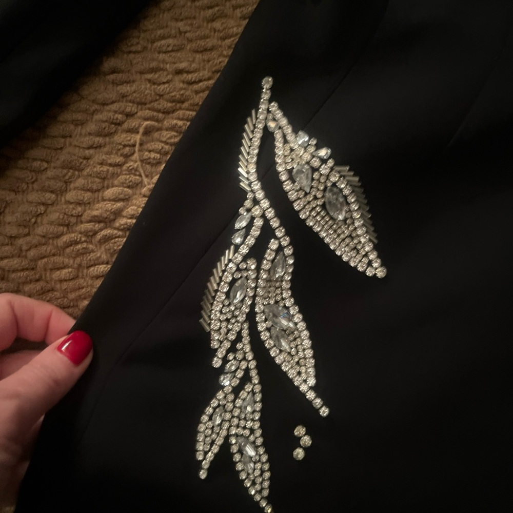 cinq a sept Black Blazer with Silver beaded Leaf Embellishment - Picture 11 of 13
